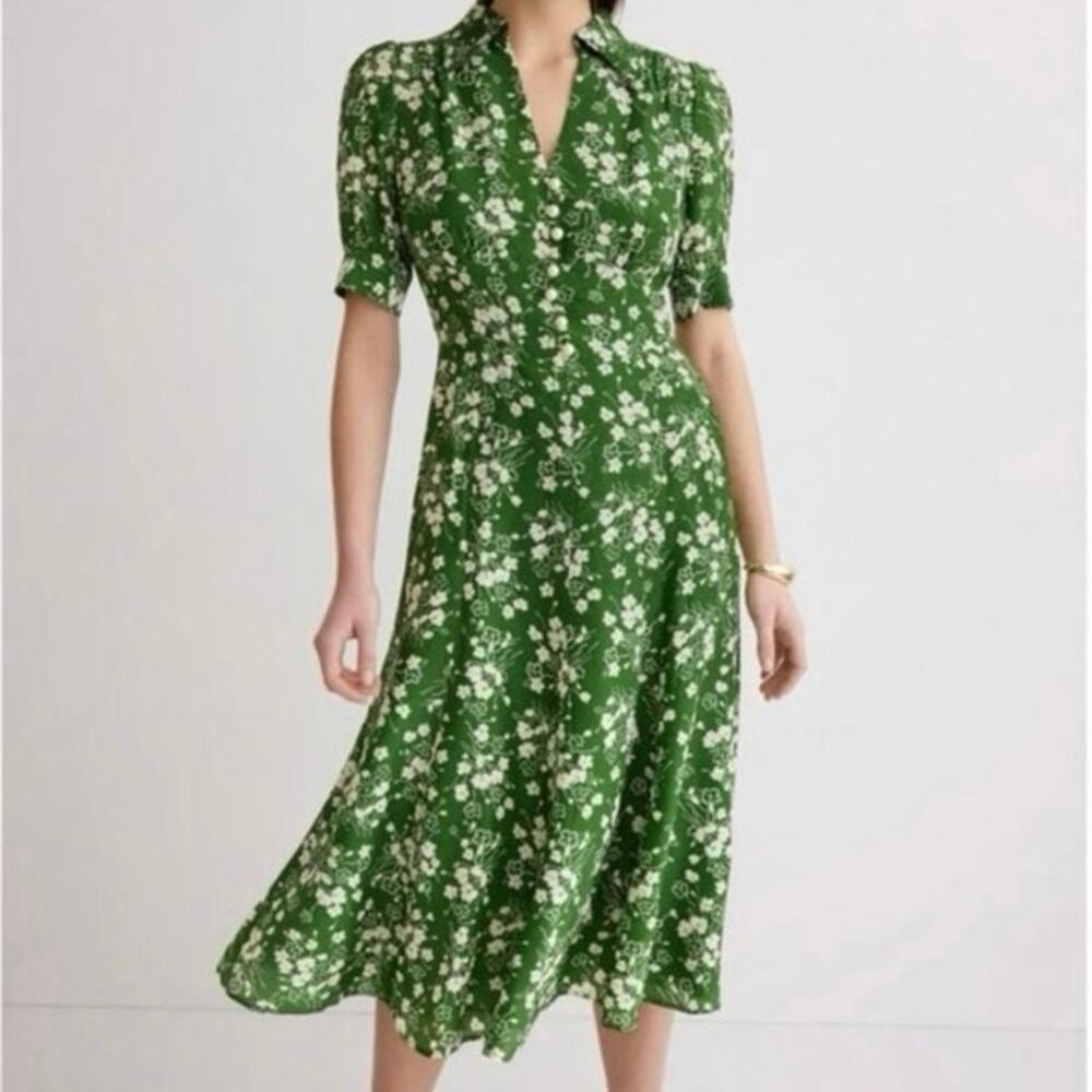 L.K. Bennett Sophie Wildflower
green Dress Size 14